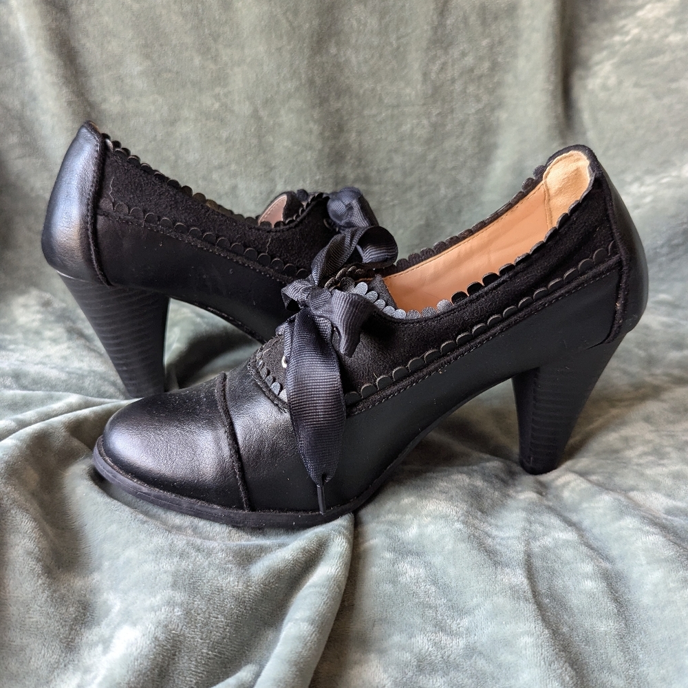 Chase + Chloe Dora-7 Black Size 6 Women's Oxford Heels - Picture 5 of 6